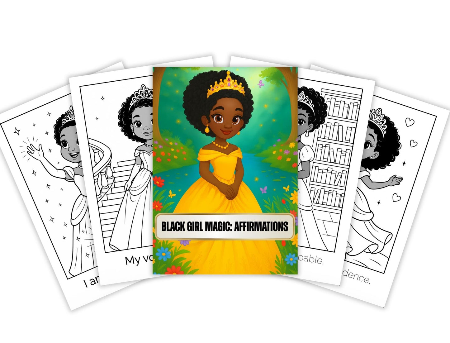 Princess Tiana Coloring Book | Black Girl Magic Affirmations (Digital Download)