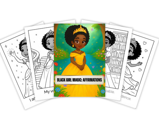 Princess Tiana Coloring Book | Black Girl Magic Affirmations (Digital Download)