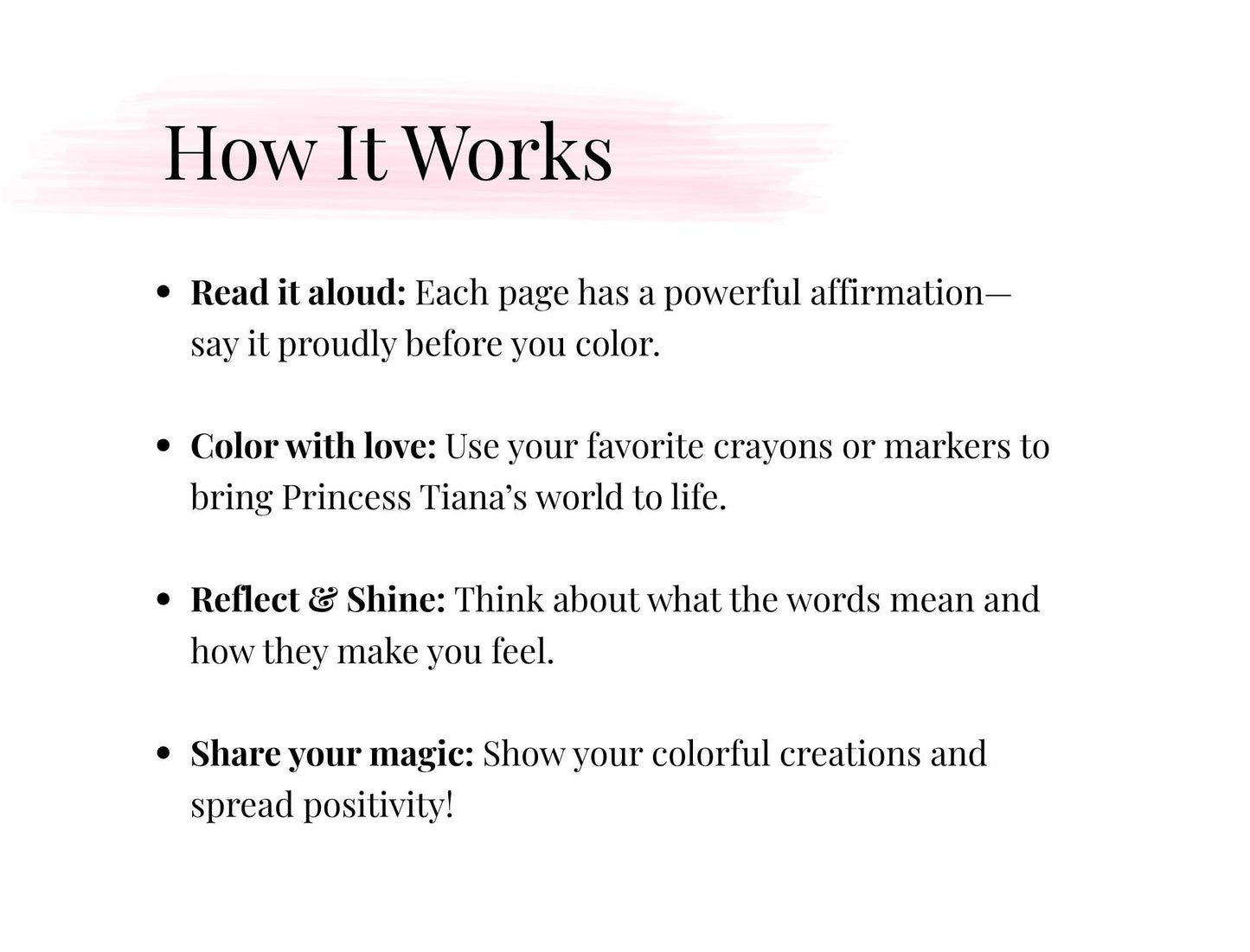 Princess Tiana Coloring Book | Black Girl Magic Affirmations (Digital Download)