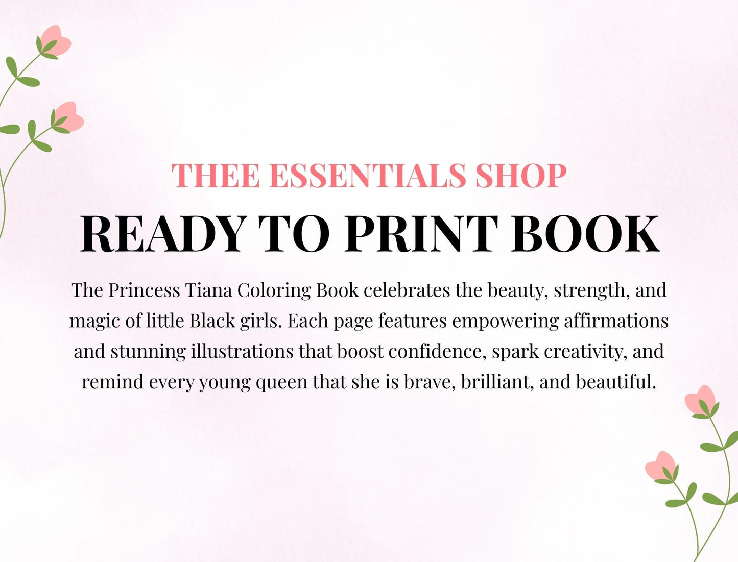 Princess Tiana Coloring Book | Black Girl Magic Affirmations (Digital Download)