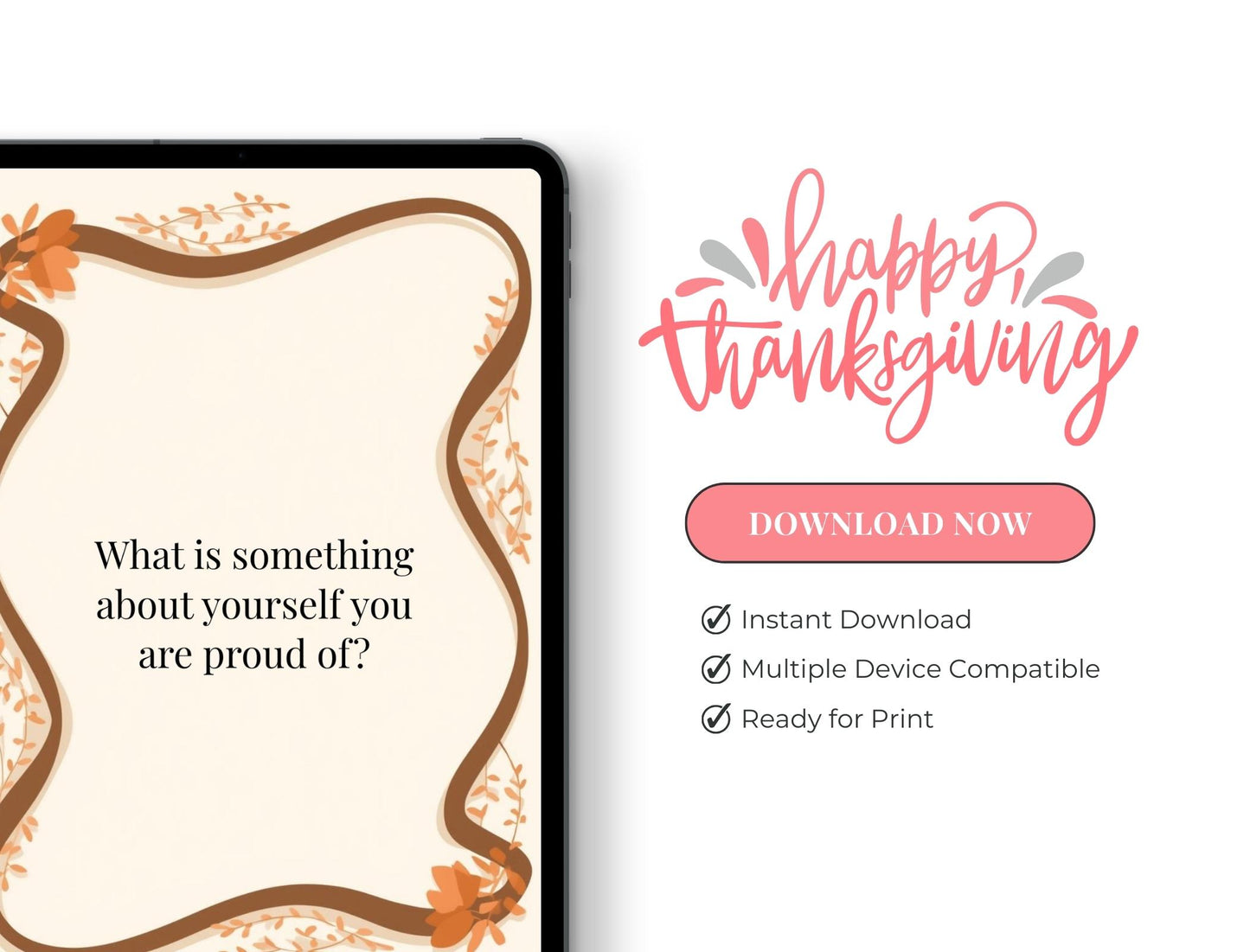 30 Days of Gratitude Cards | Printable Thanksgiving & Holiday Family Activity | Daily Reflection Prompts