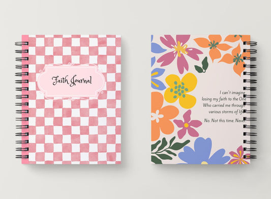 Faith & Gratitude Journal | 145-Page Printable PDF | Christian Journal | Monthly Reflection | Motivational Quotes | Coloring Pages | Pink