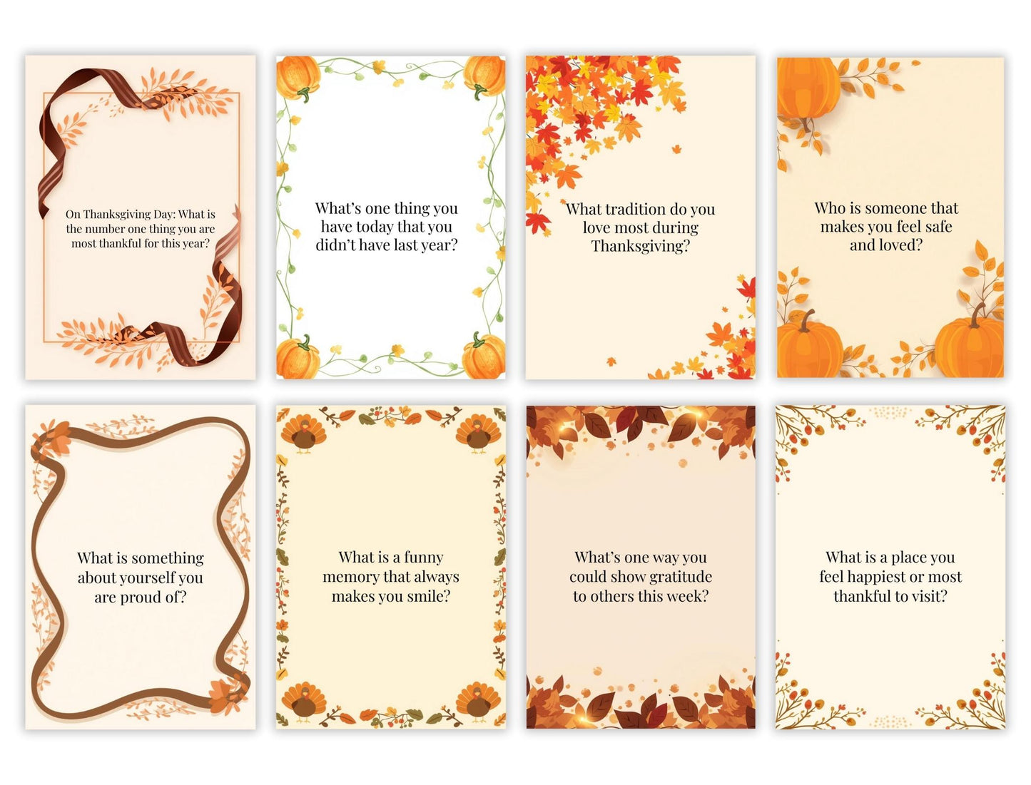 30 Days of Gratitude Cards | Printable Thanksgiving & Holiday Family Activity | Daily Reflection Prompts
